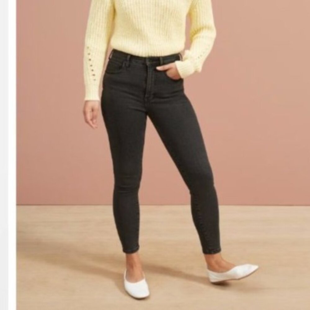 NWT Everlane Skinny Jean Sz 23 Washed Black High Rise Stretch Slim Teen XXS 000
